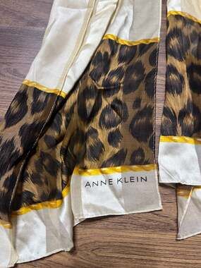 Anne Klein Leopard 100% Silk Scarf